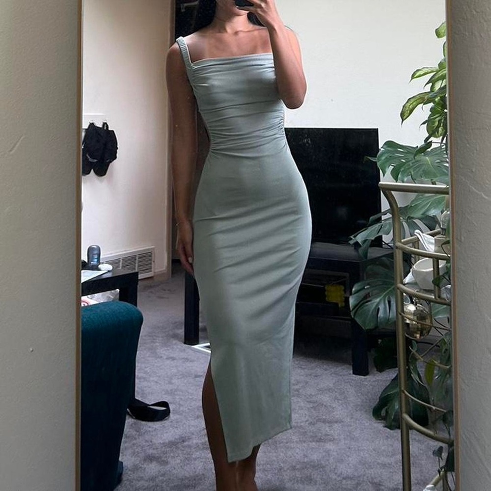 Princess Polly Midi Dress Mint Green Backless 4